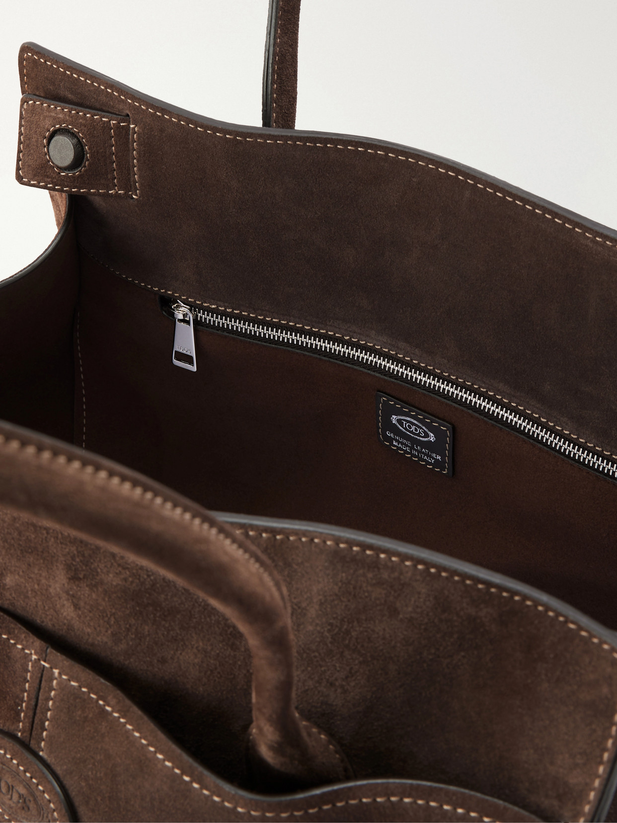 Logo-Embossed Suede Tote