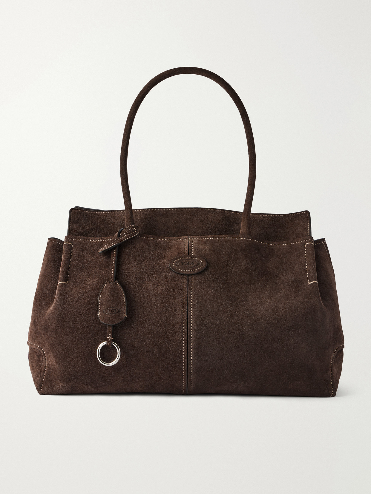 Tod's Logo-embossed Suede Tote In Brown