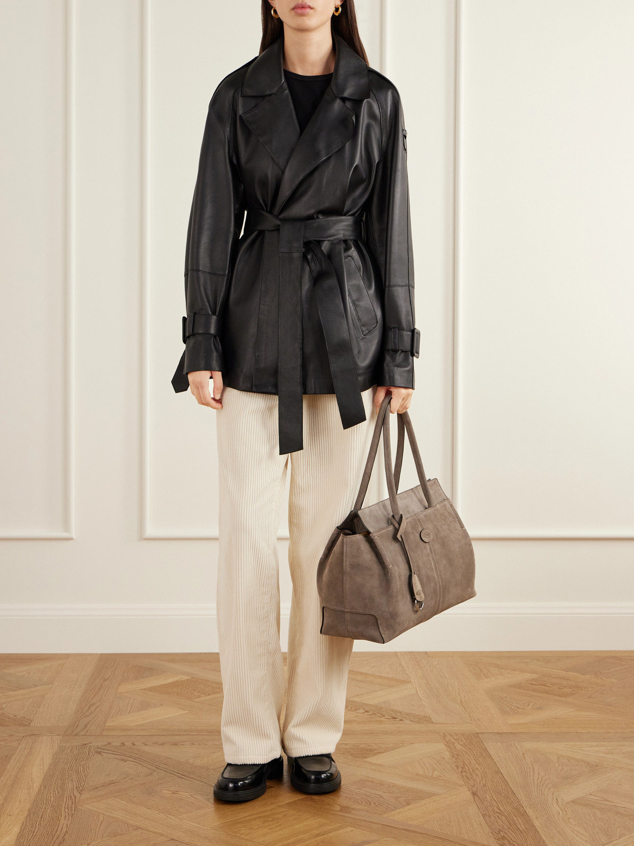 Logo-Embossed Suede Tote