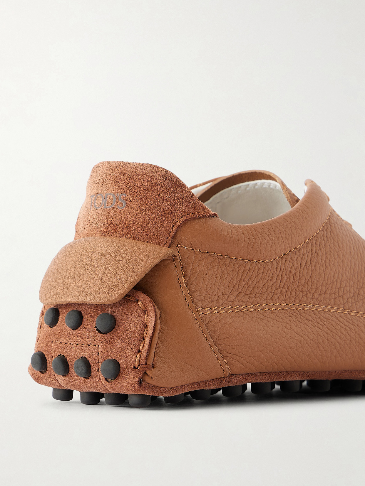 Suede-Trimmed Full-Grain Sneakers