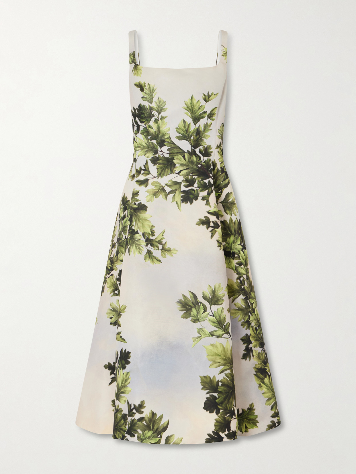 Oscar De La Renta Printed Faille Midi Dress In Multi