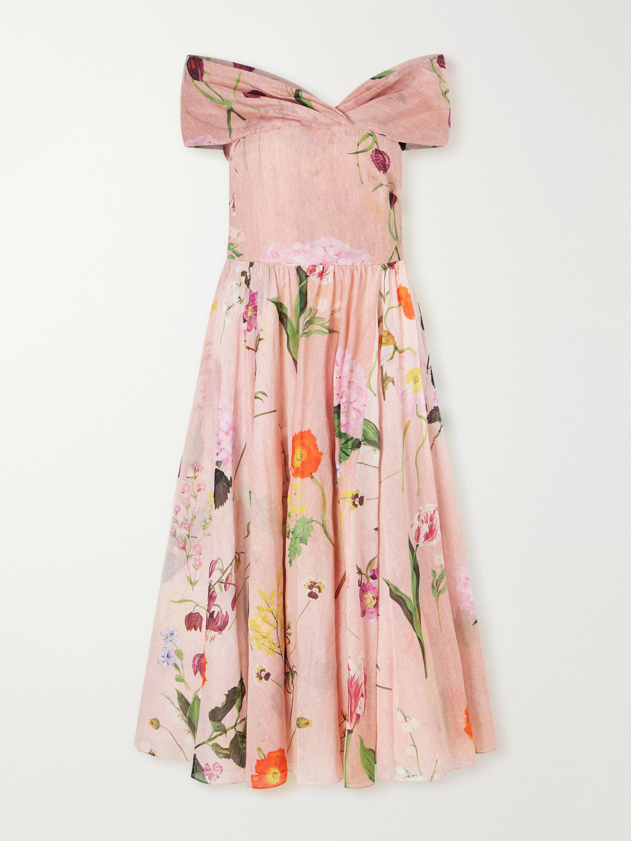 Oscar De La Renta Cotton Midi Dress In Pink