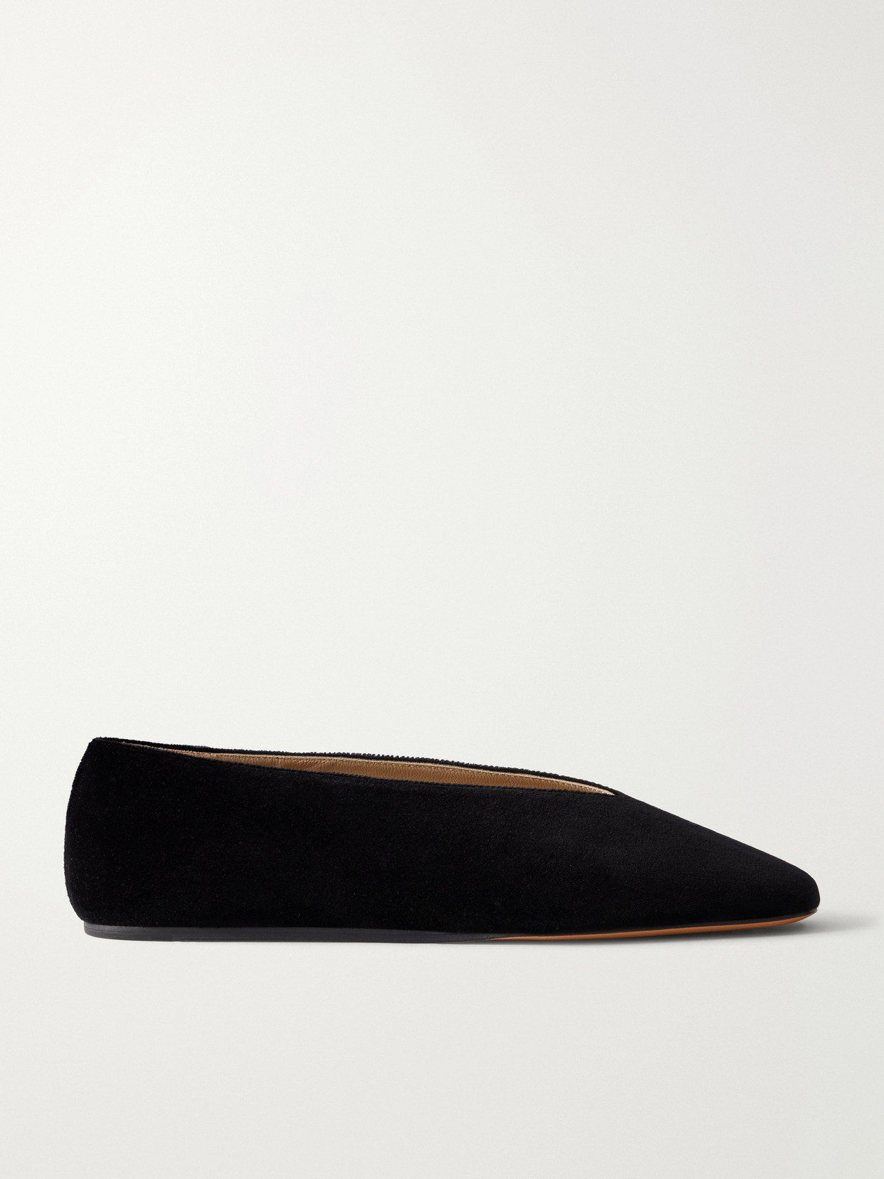 Le Monde Beryl Olympia Cotton-velvet Flats In Black