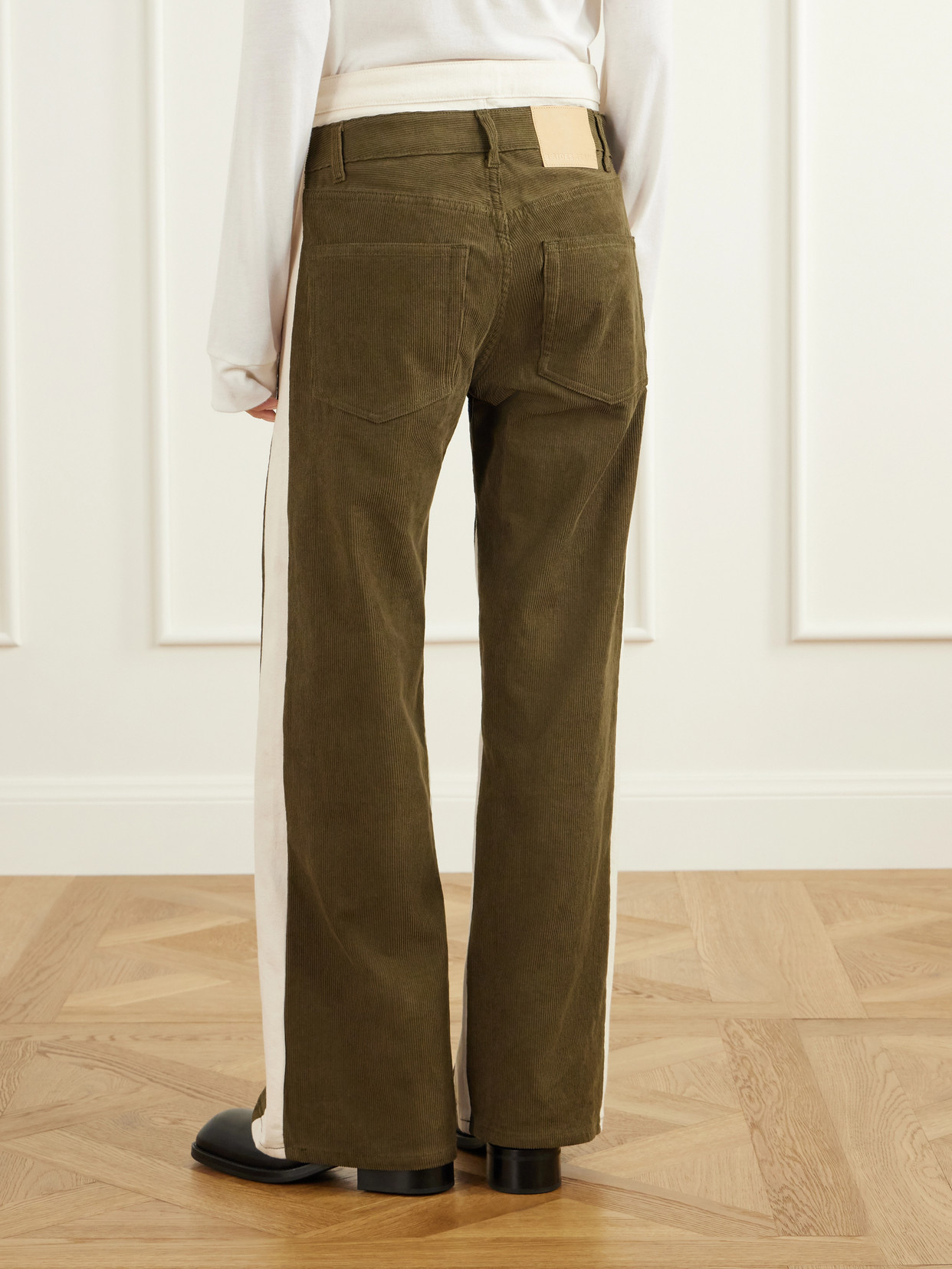 Double Waistband Rework Cotton-Corduroy High-Rise Wide- Leg