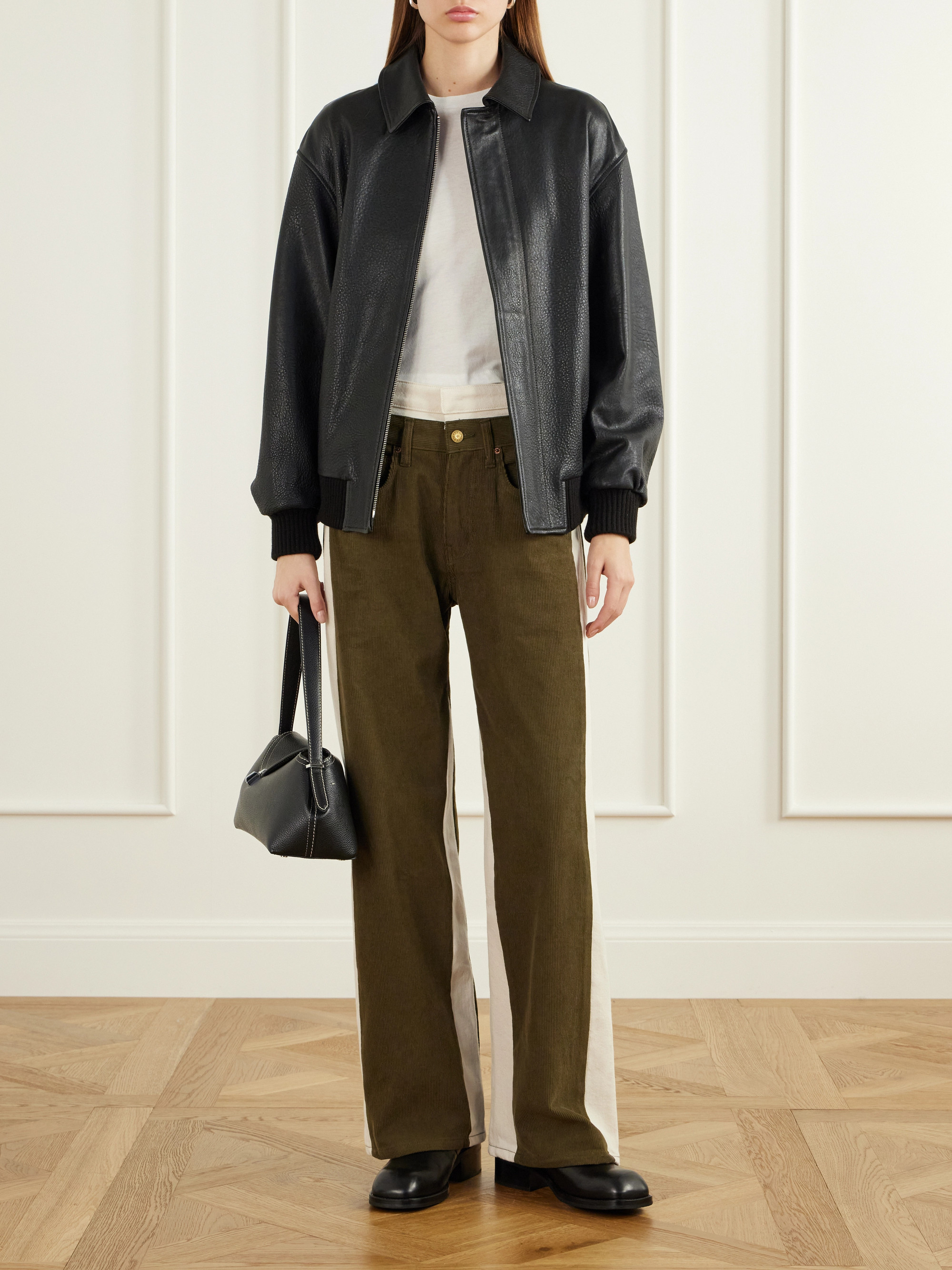 B Sides Double Waistband Rework cotton-corduroy high-rise wide-leg jeans