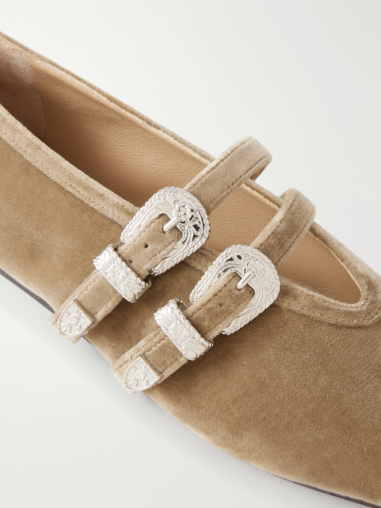 Le Monde Béryl - Claudia Embellished Velvet Ballet Flats