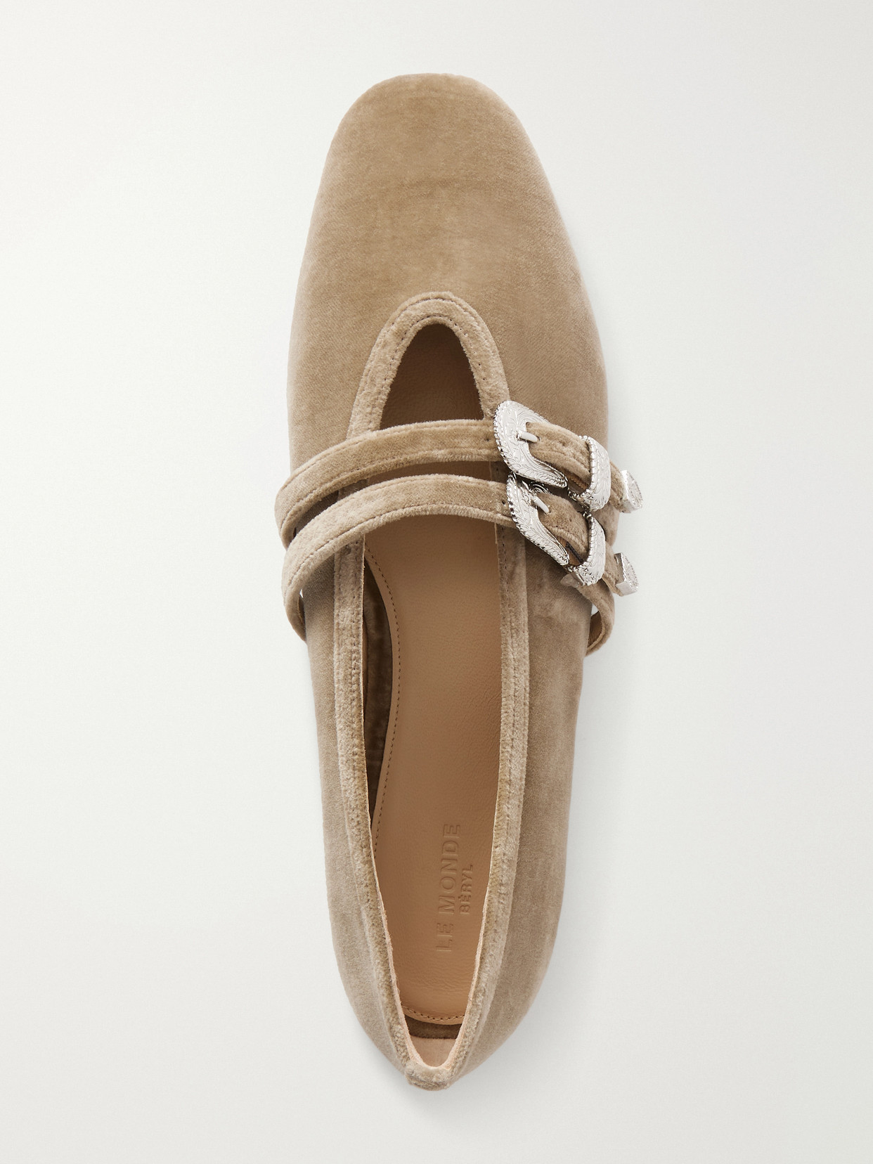 Le Monde Béryl - Claudia Embellished Velvet Ballet Flats