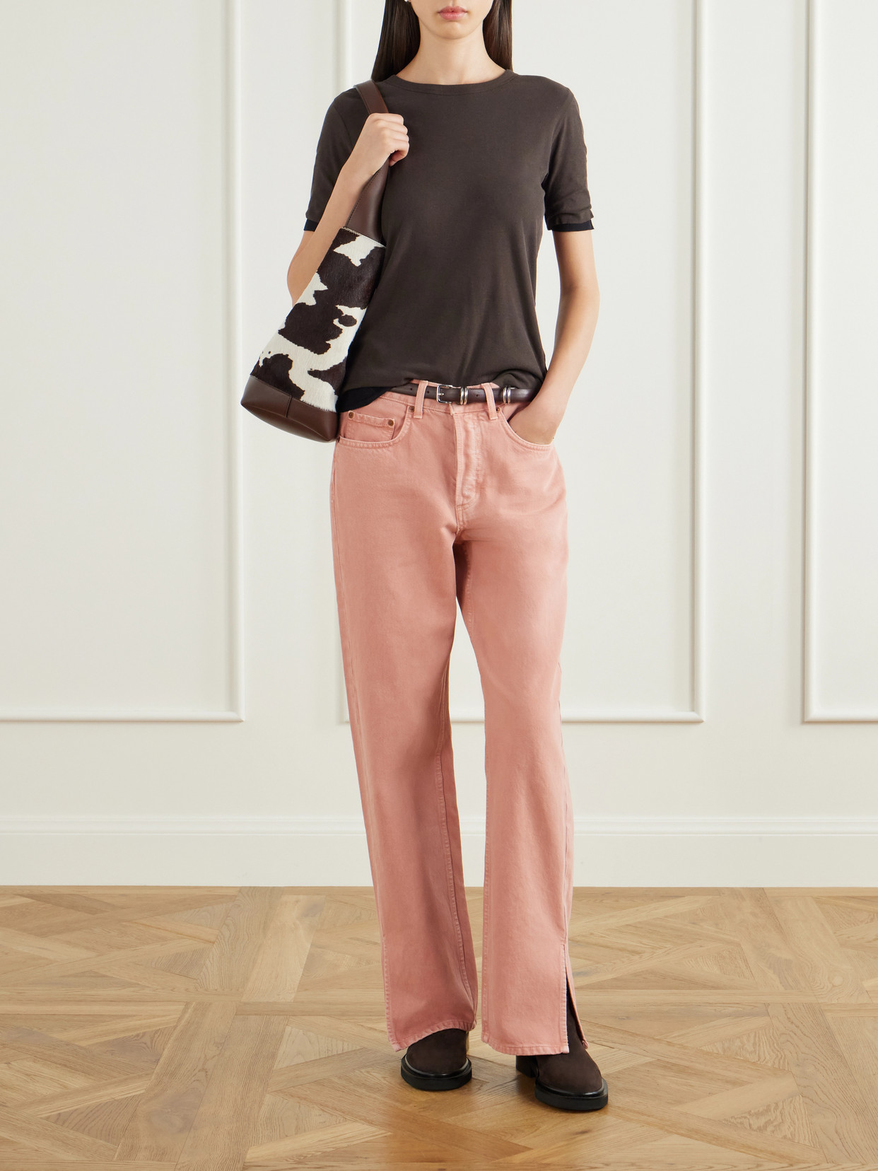 Charlot Split Hem Mid-Rise Wide- Leg