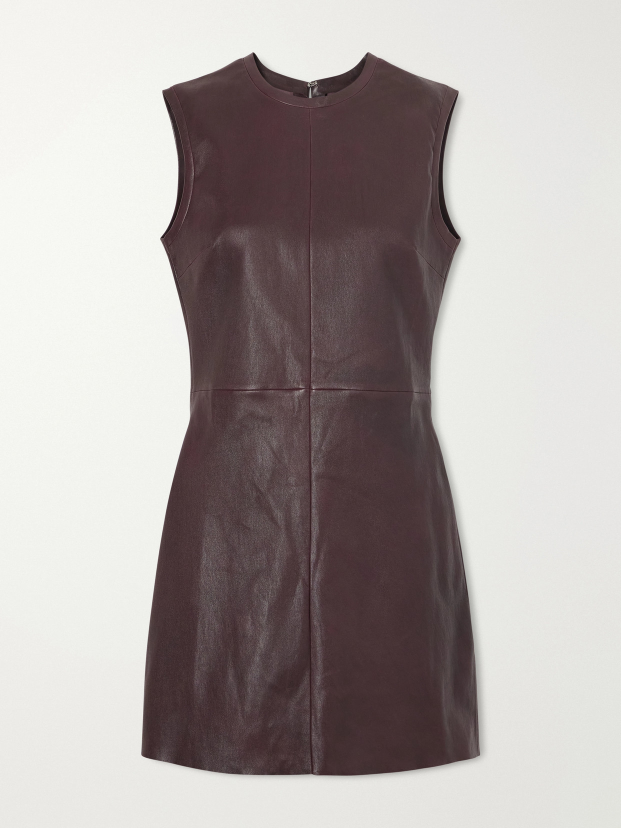 Stouls Dollie Leather Paneled Mini Dress In Burgundy