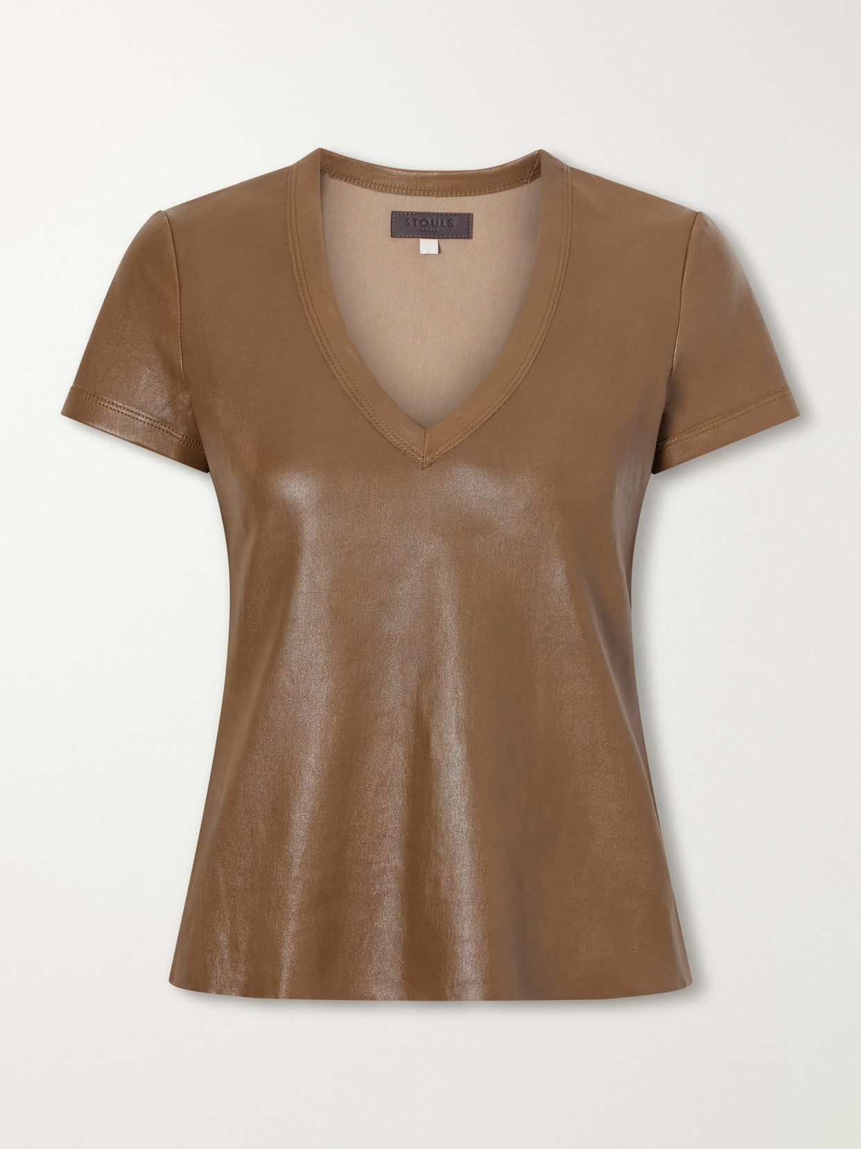Stouls Gigi Leather T-shirt In Brown