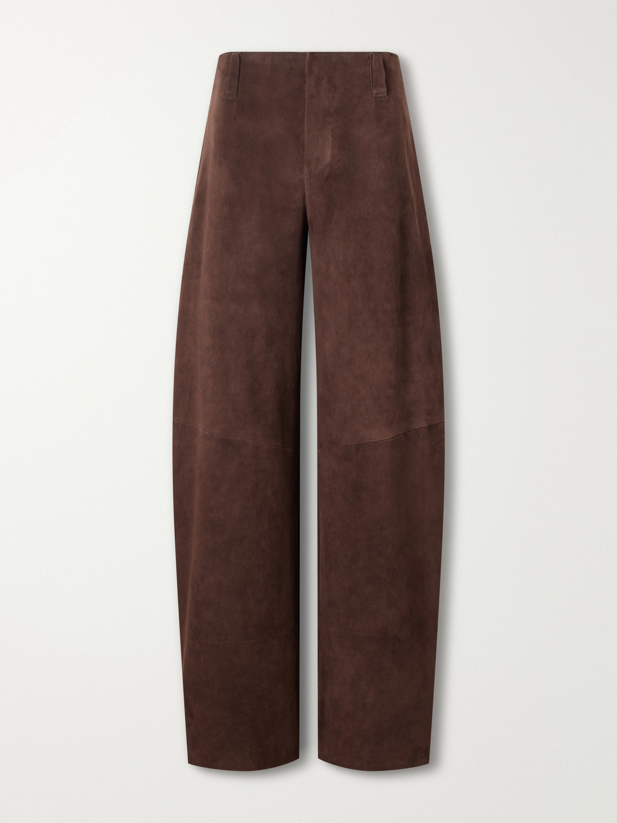 Stouls Valadon Paneled Suede High-waist Wide-leg Pants In Brown