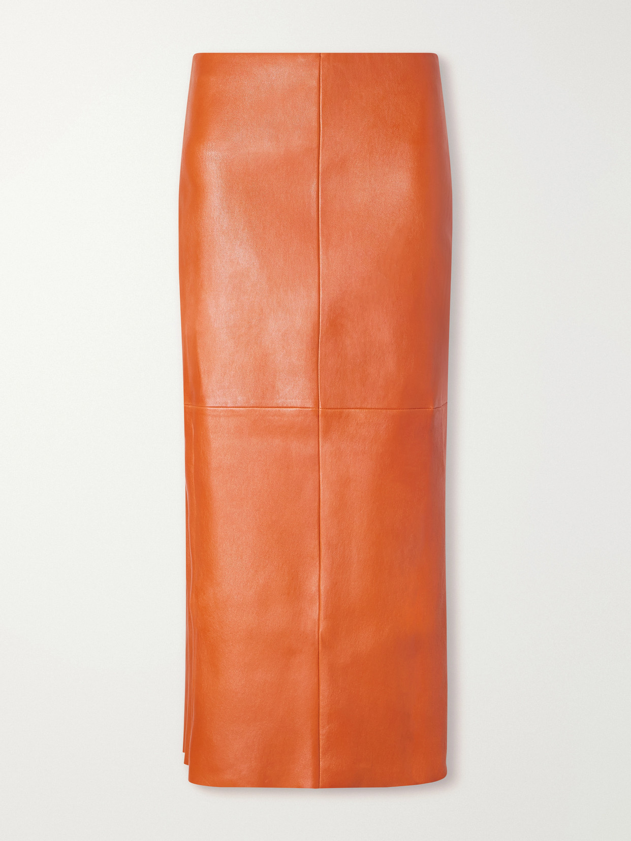 Stouls Winona Leather Midi Skirt In Orange