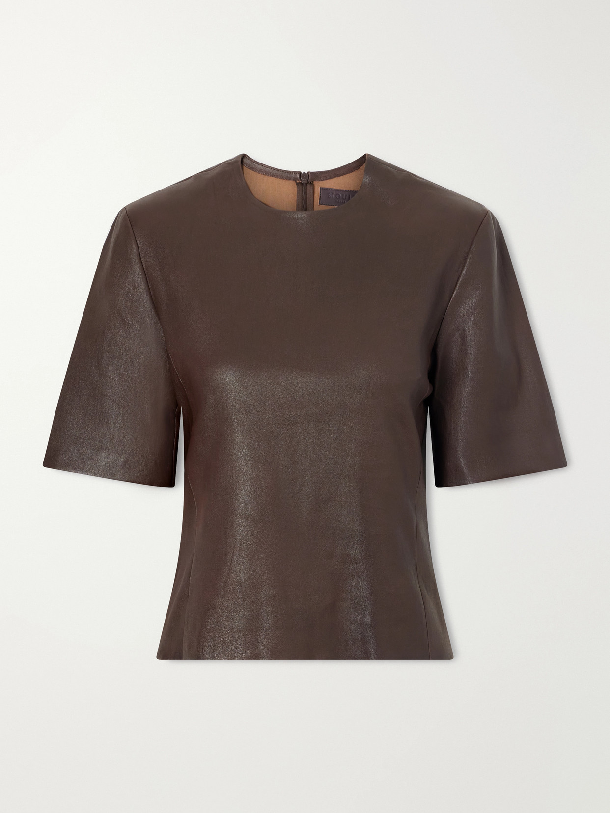Stouls Valadon Leather T-shirt In Brown