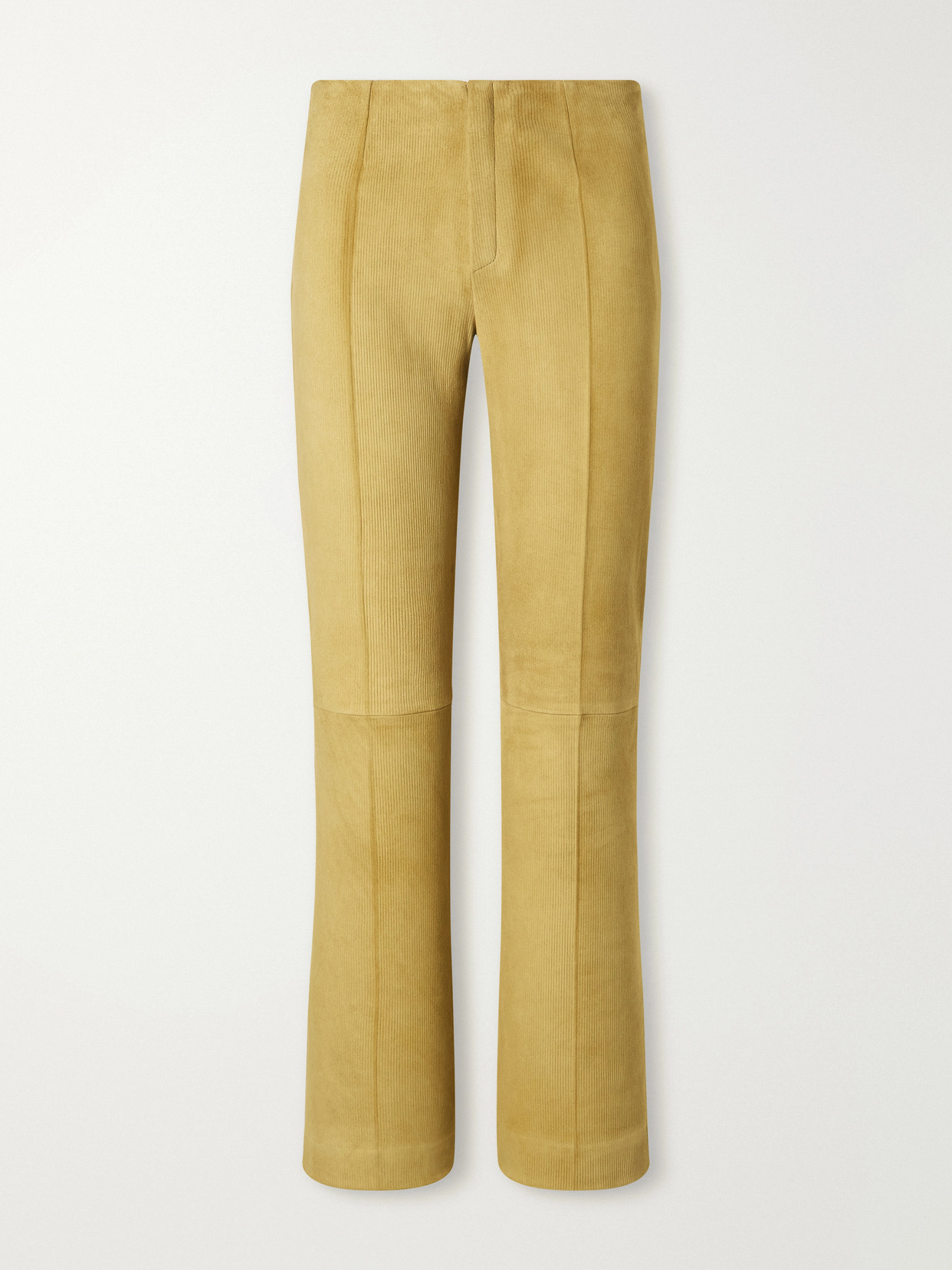 Stouls Georgette Straight-leg Suede Pants In White