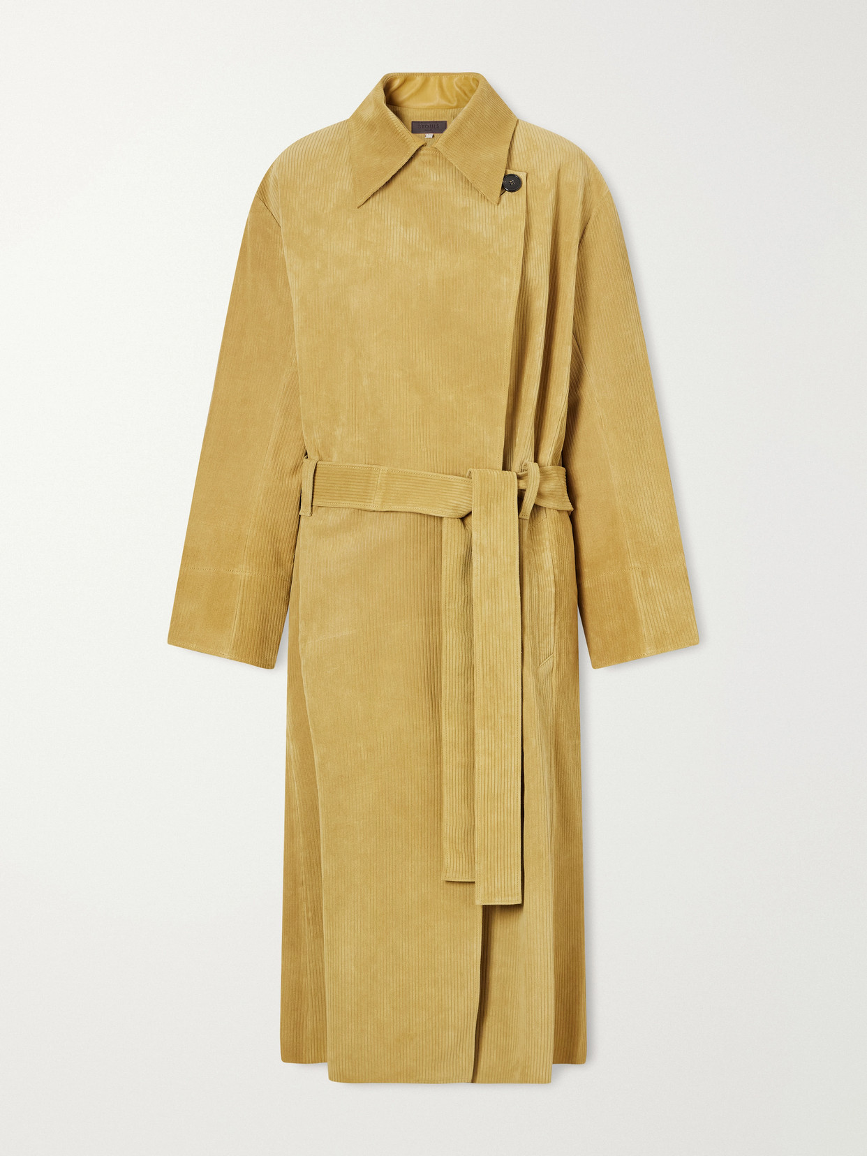 Stouls Wyatt Belted Corduroy Suede Coat In Yellow