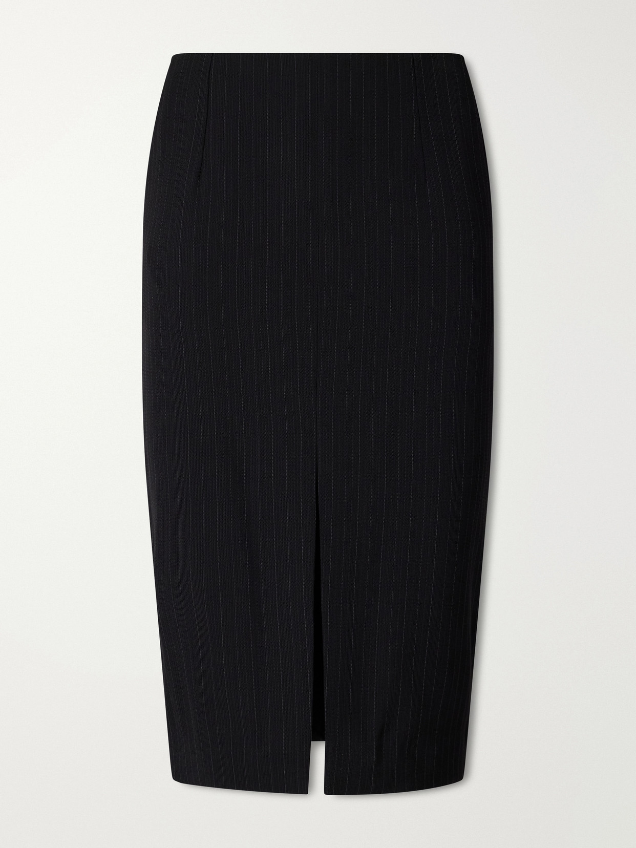 Pinstriped Wool-Blend Knee-Length Skirt