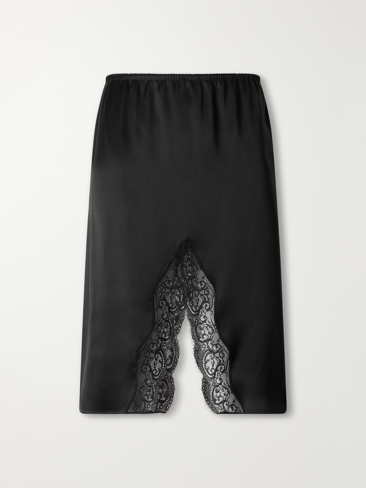Lace-Trimmed Silk-Satin Midi