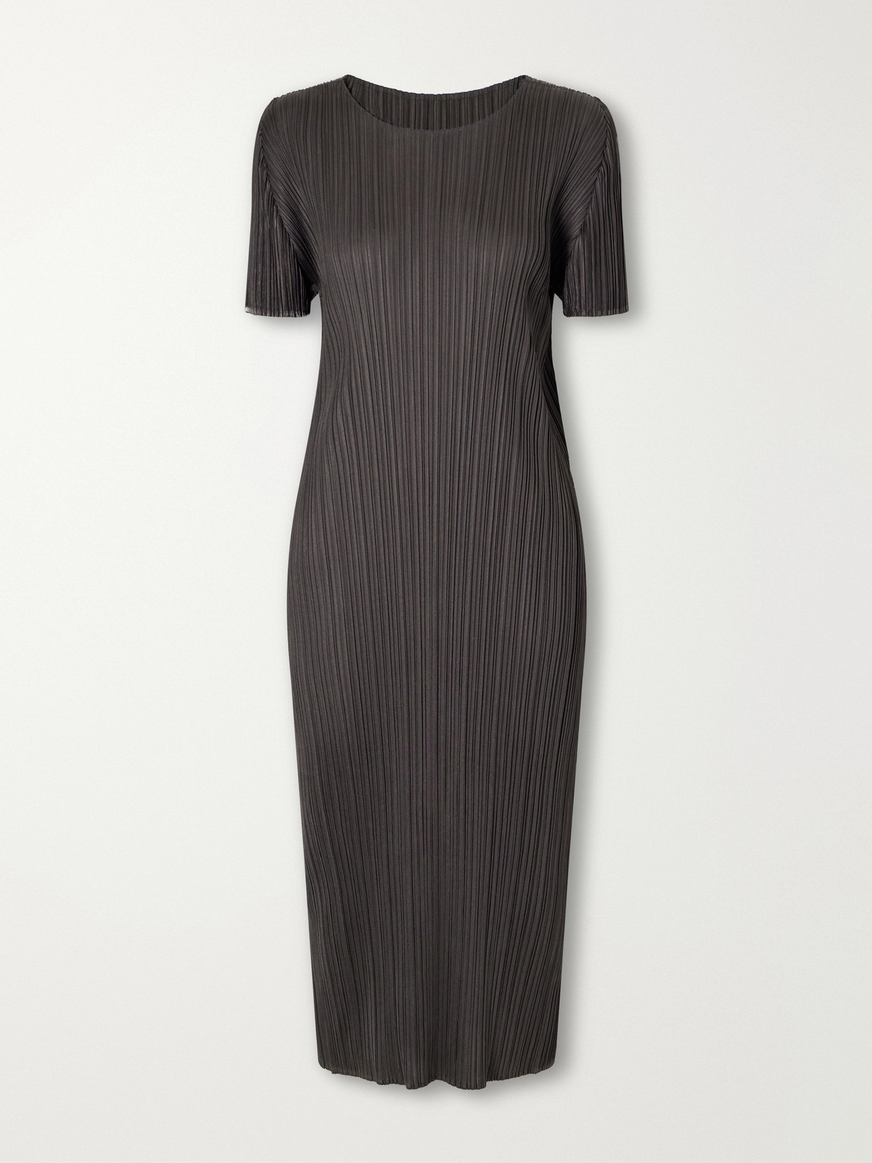Issey Miyake Plissé Satin Midi Dress In Black