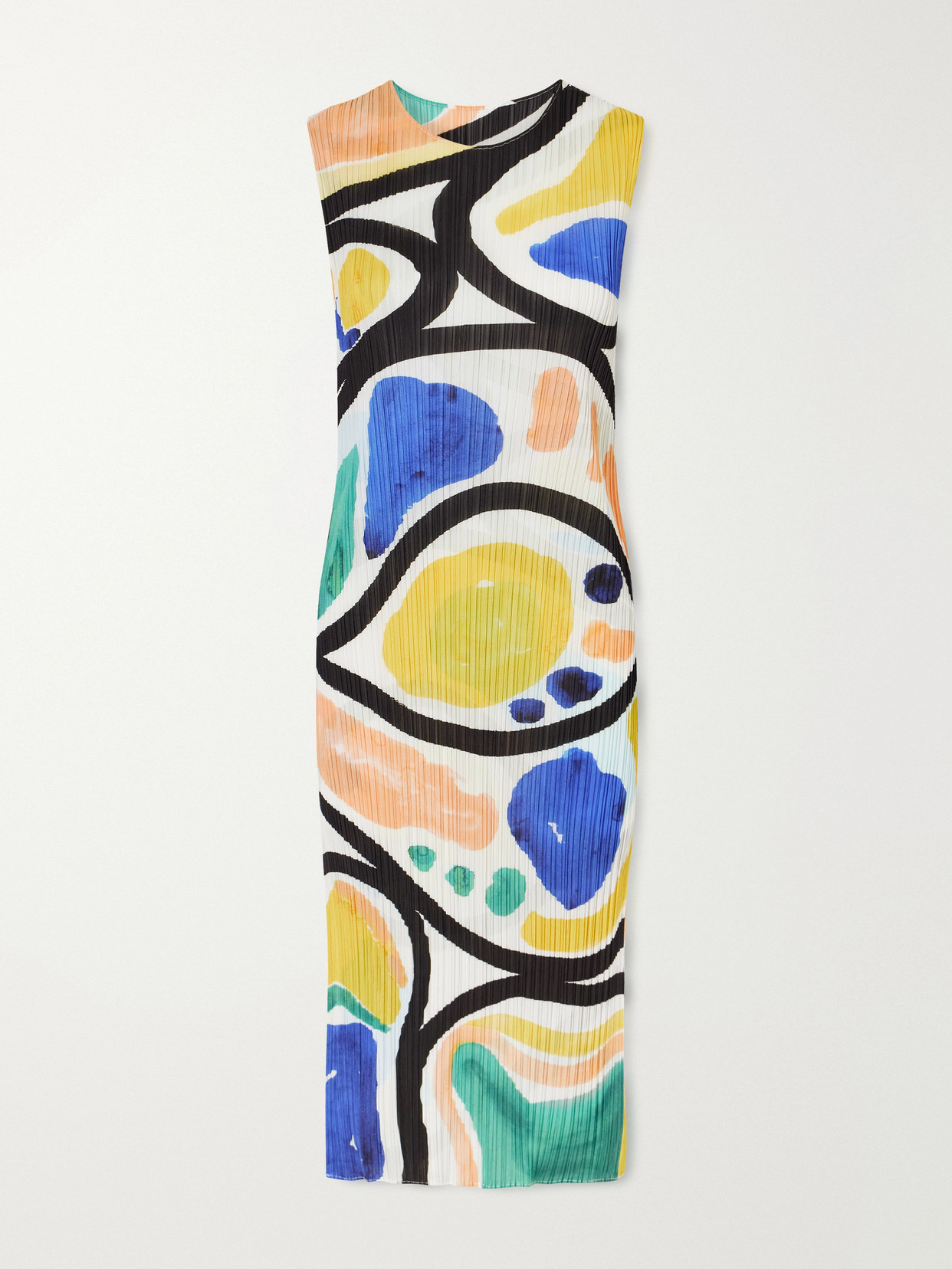 Pleats Please Roll Printed Plissé Midi Dress In Multi
