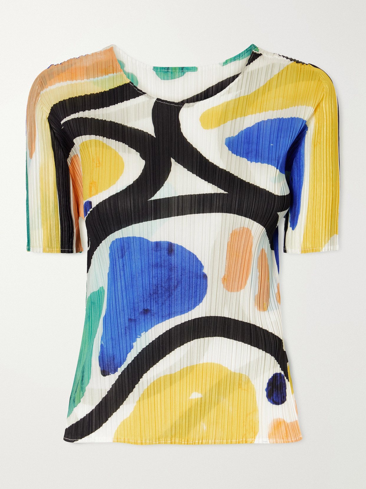 Pleats Please Roll Printed Plissé Blouse In Multi