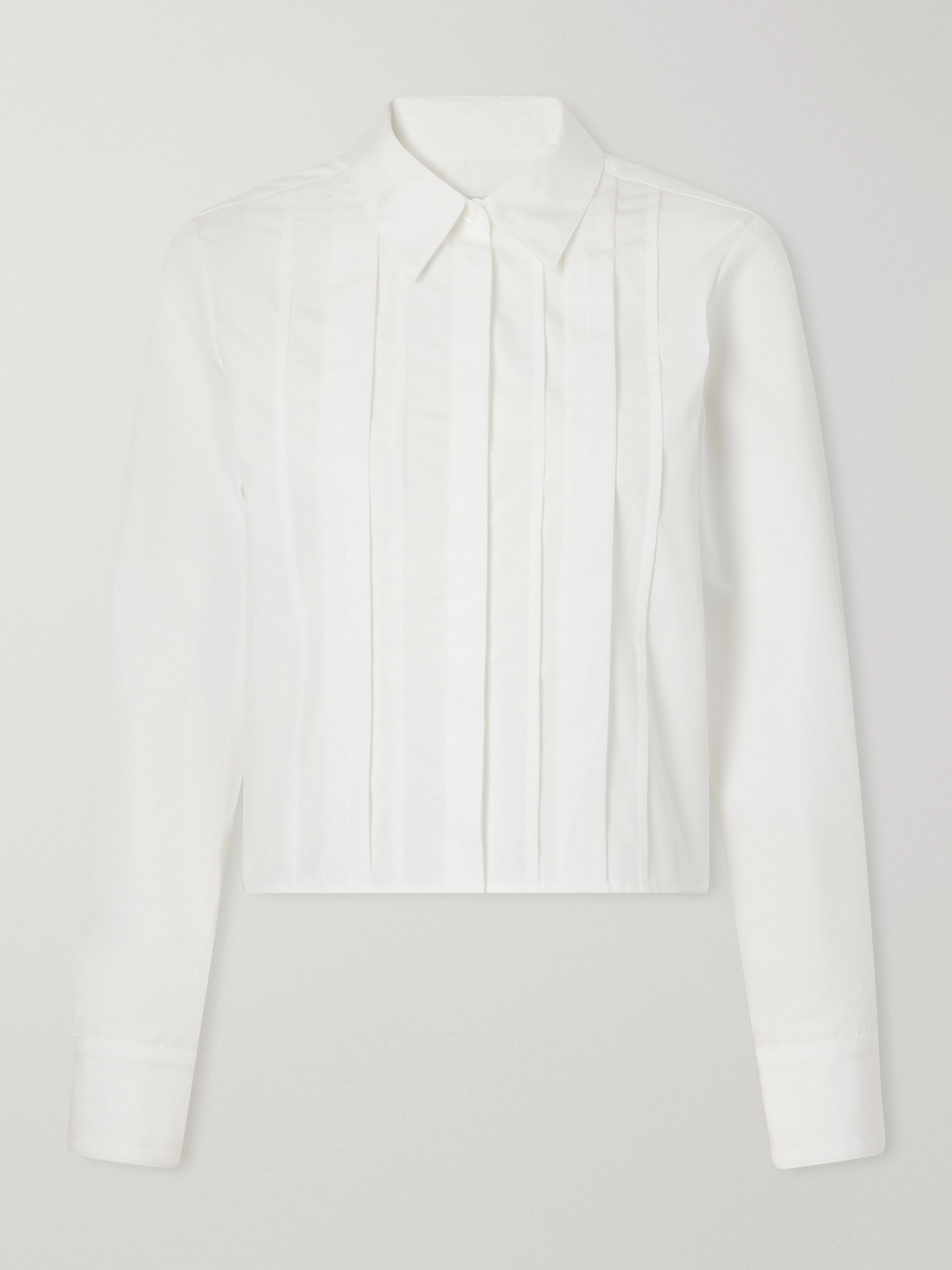 Twp Mon Cherie Cropped Pintucked Cotton-poplin Shirt In White