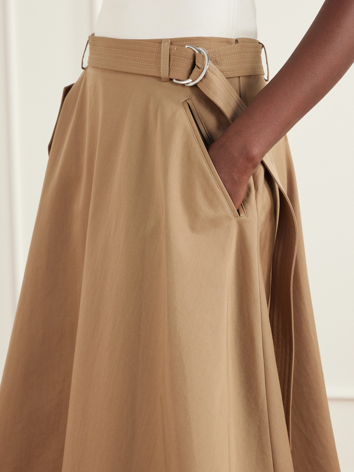 Pure Intentions Belted Cotton-Drill Midi