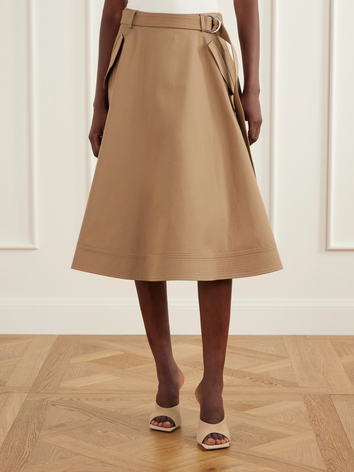 Pure Intentions Belted Cotton-Drill Midi