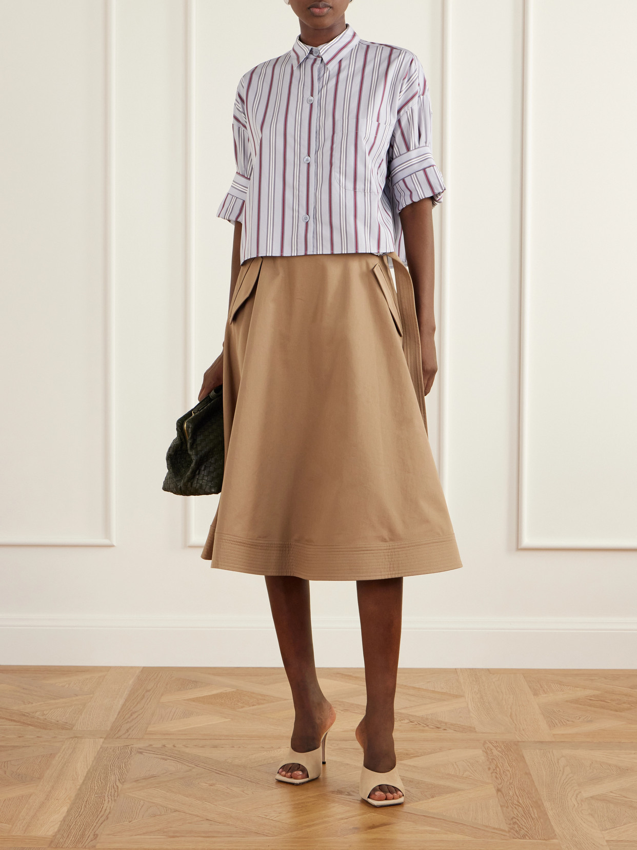 Pure Intentions Belted Cotton-Drill Midi