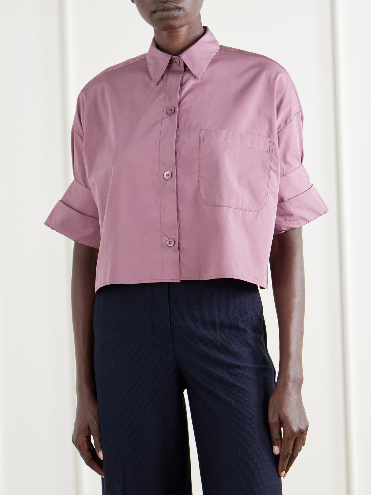 Next Ex Cropped Cotton-Poplin Shirt