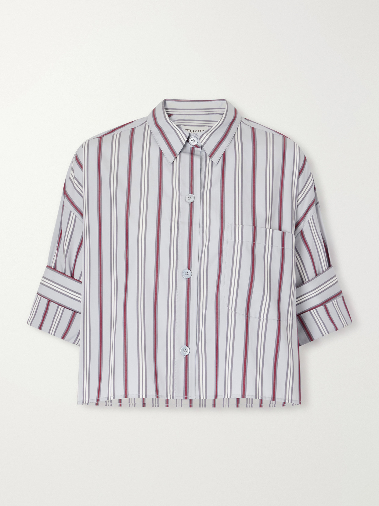 Next Ex Cropped Striped Cotton-Poplin Shirt