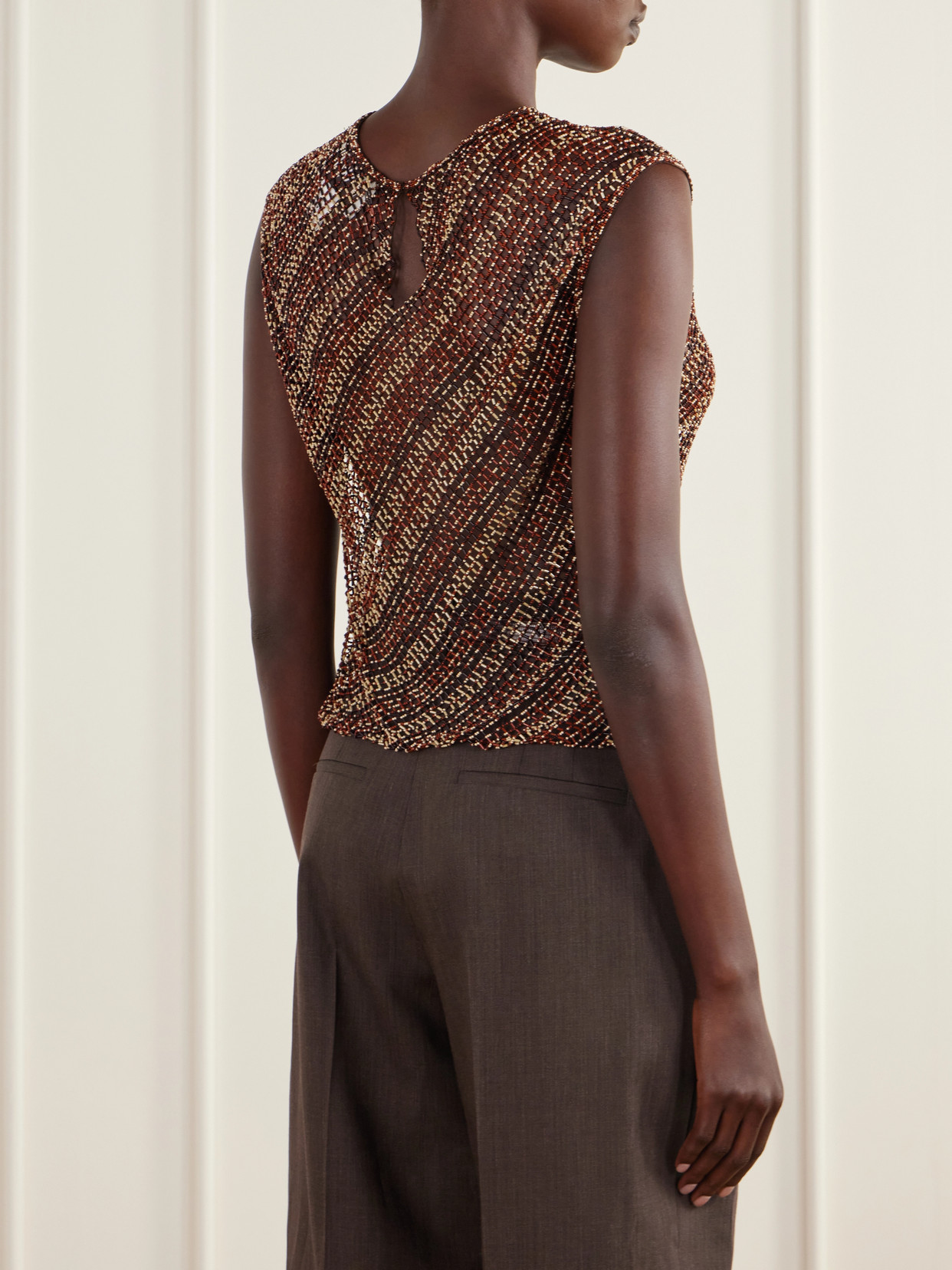 Beaded Open-Knit Tank