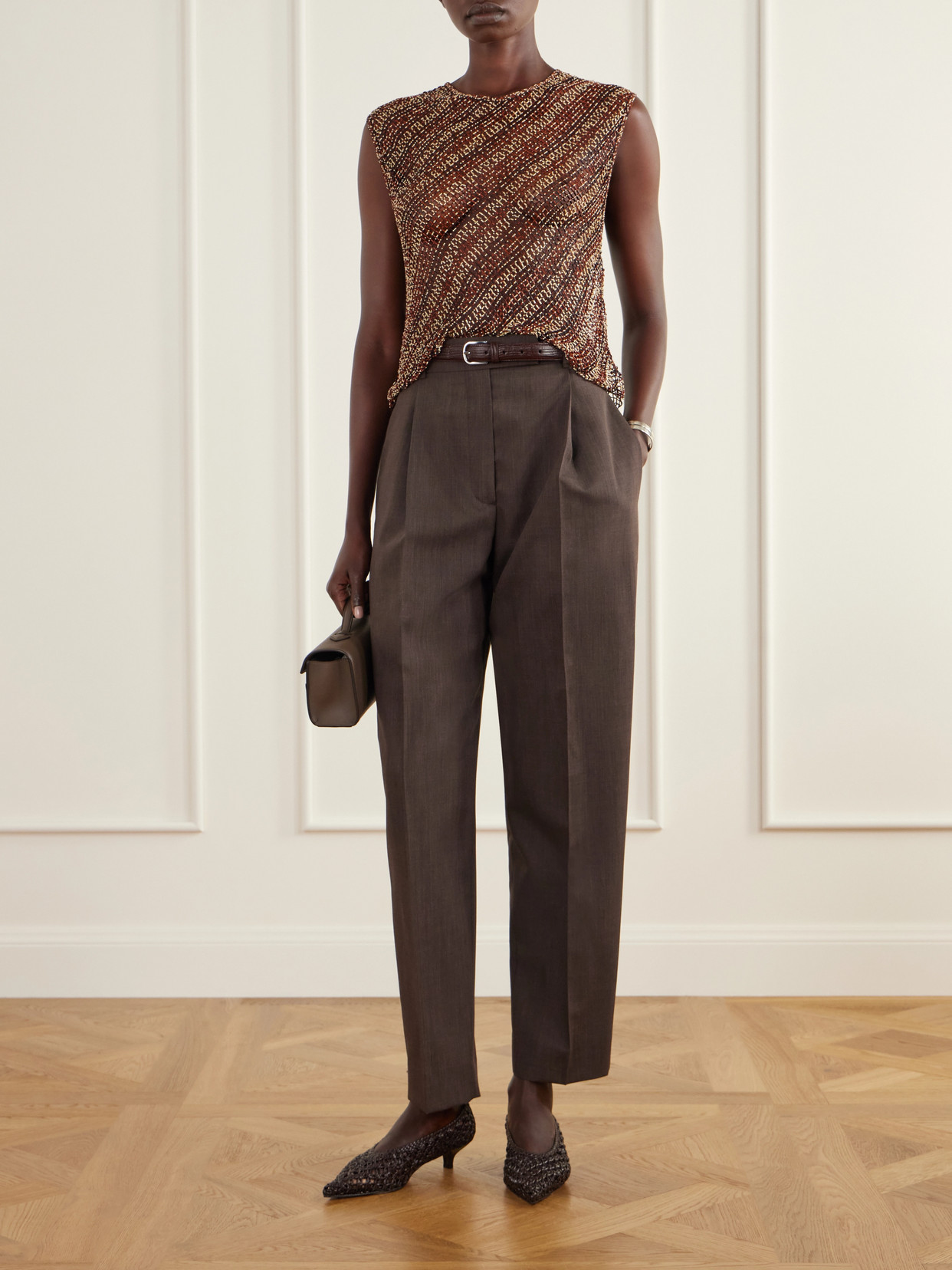 Beaded Open-Knit Tank