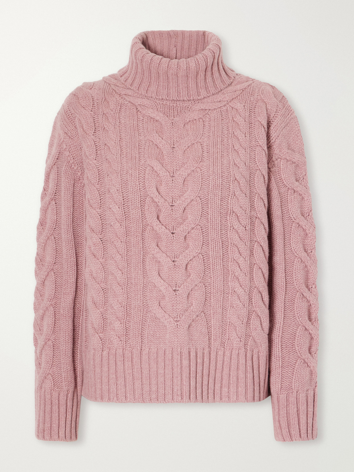 Traveling Cable-Knit Cashmere Turtleneck Sweater