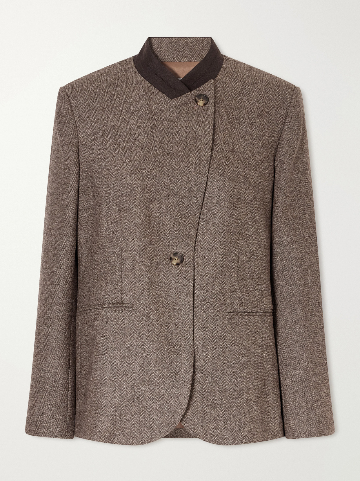 Twp Herringbone Wool And Cashmere-blend Jacket In Brown