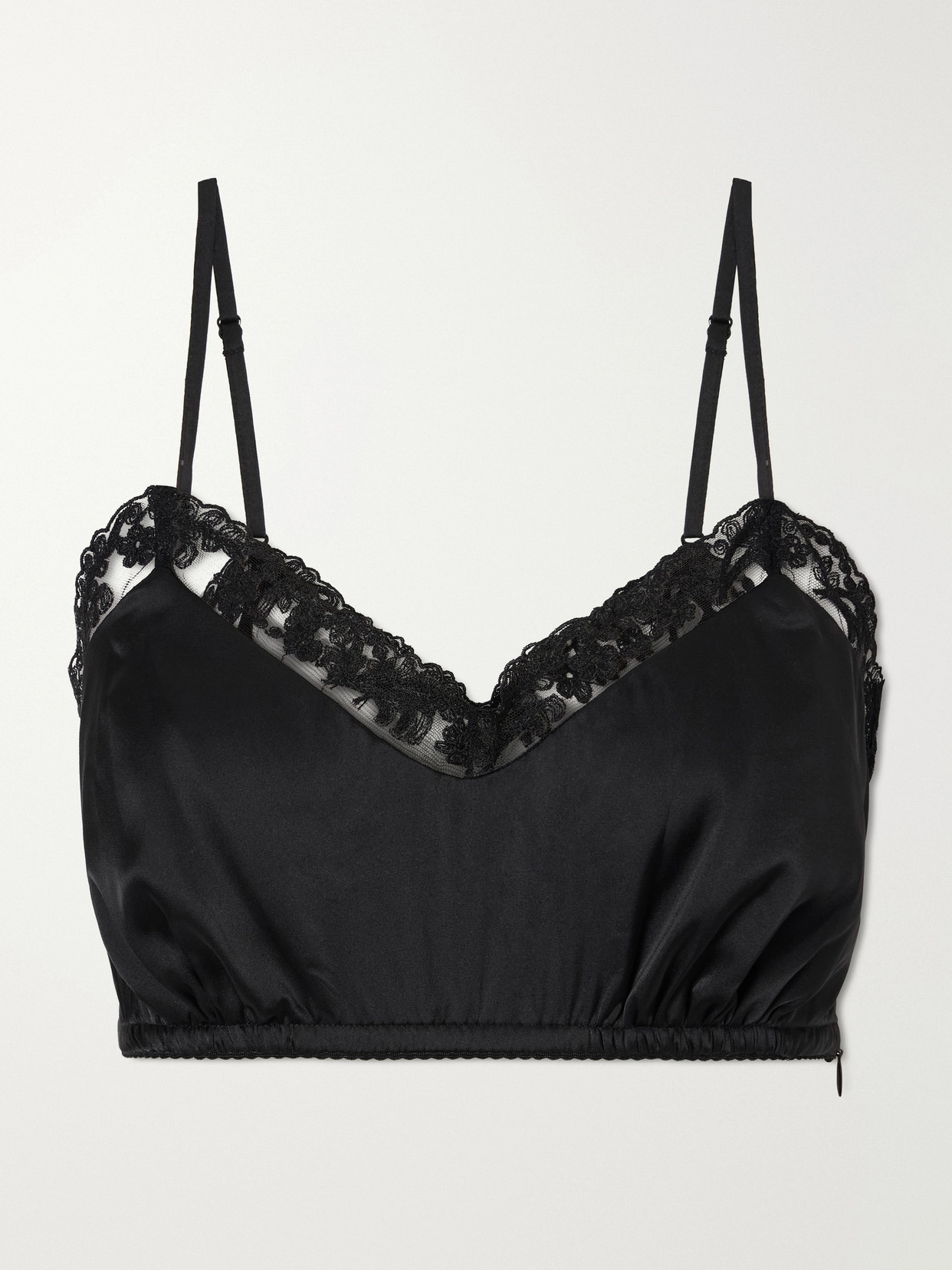 Simone Rocha Lace-trimmed Satin Bralette In Black