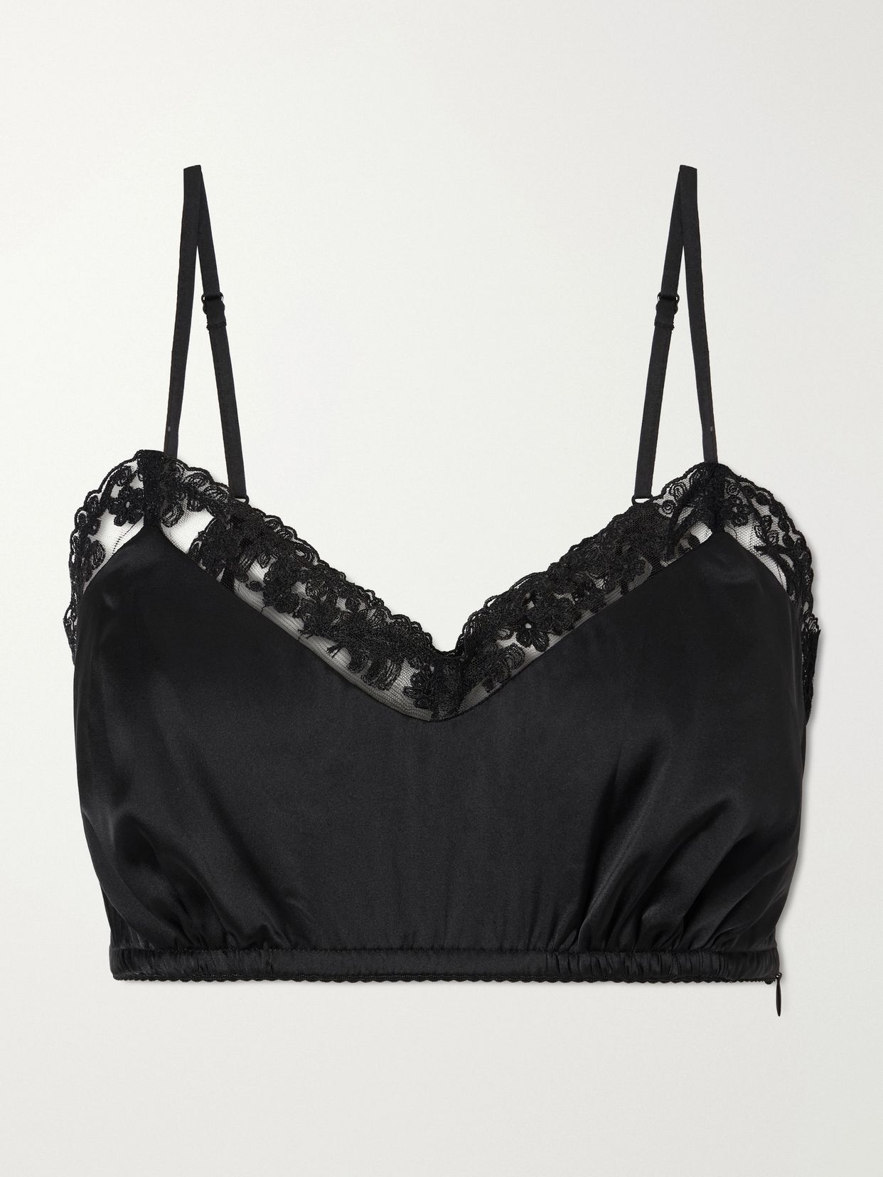 Lace-trimmed satin bralette