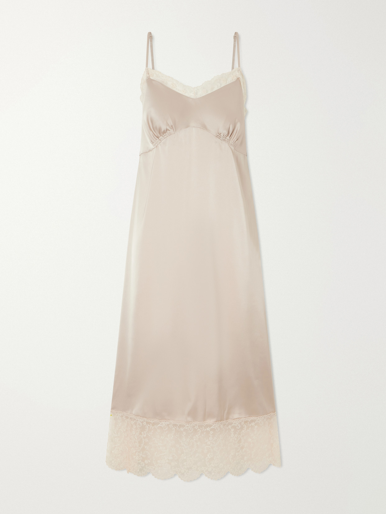 Simone Rocha - Lace-trimed Satin Midi Dress - Neutrals