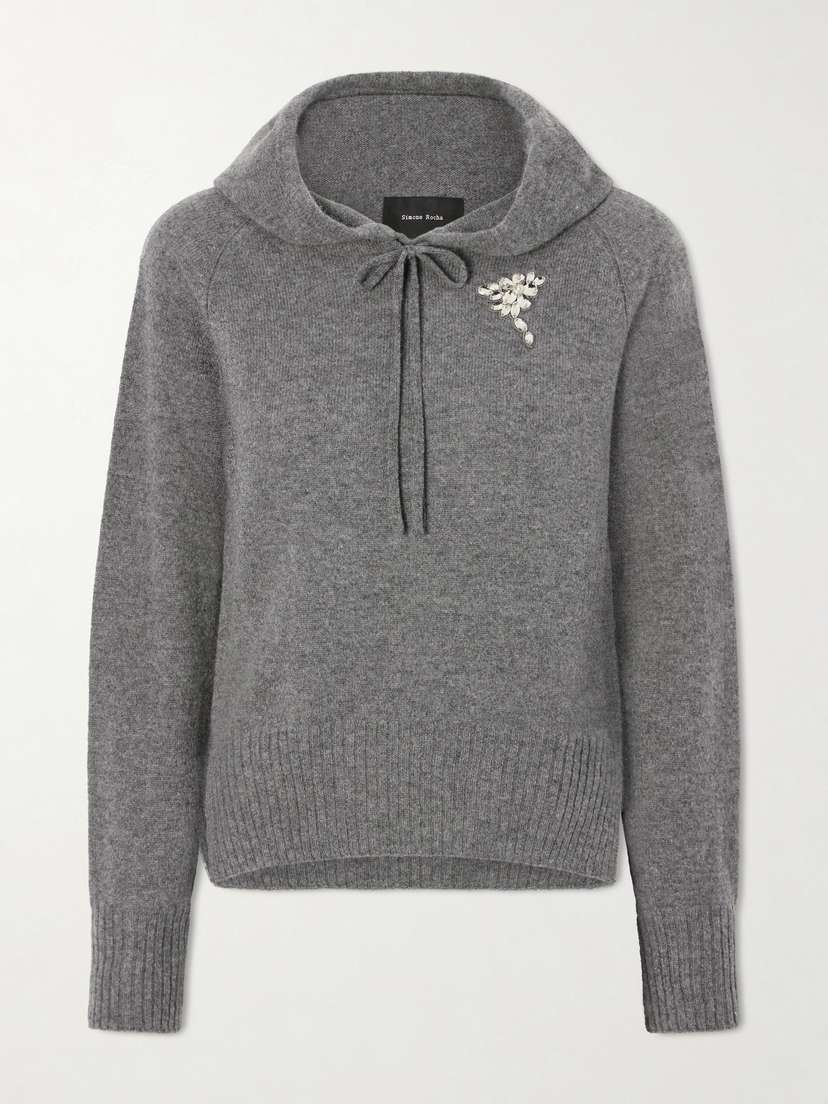 Simone Rocha Embellished Knitted Cashmere Hoodie