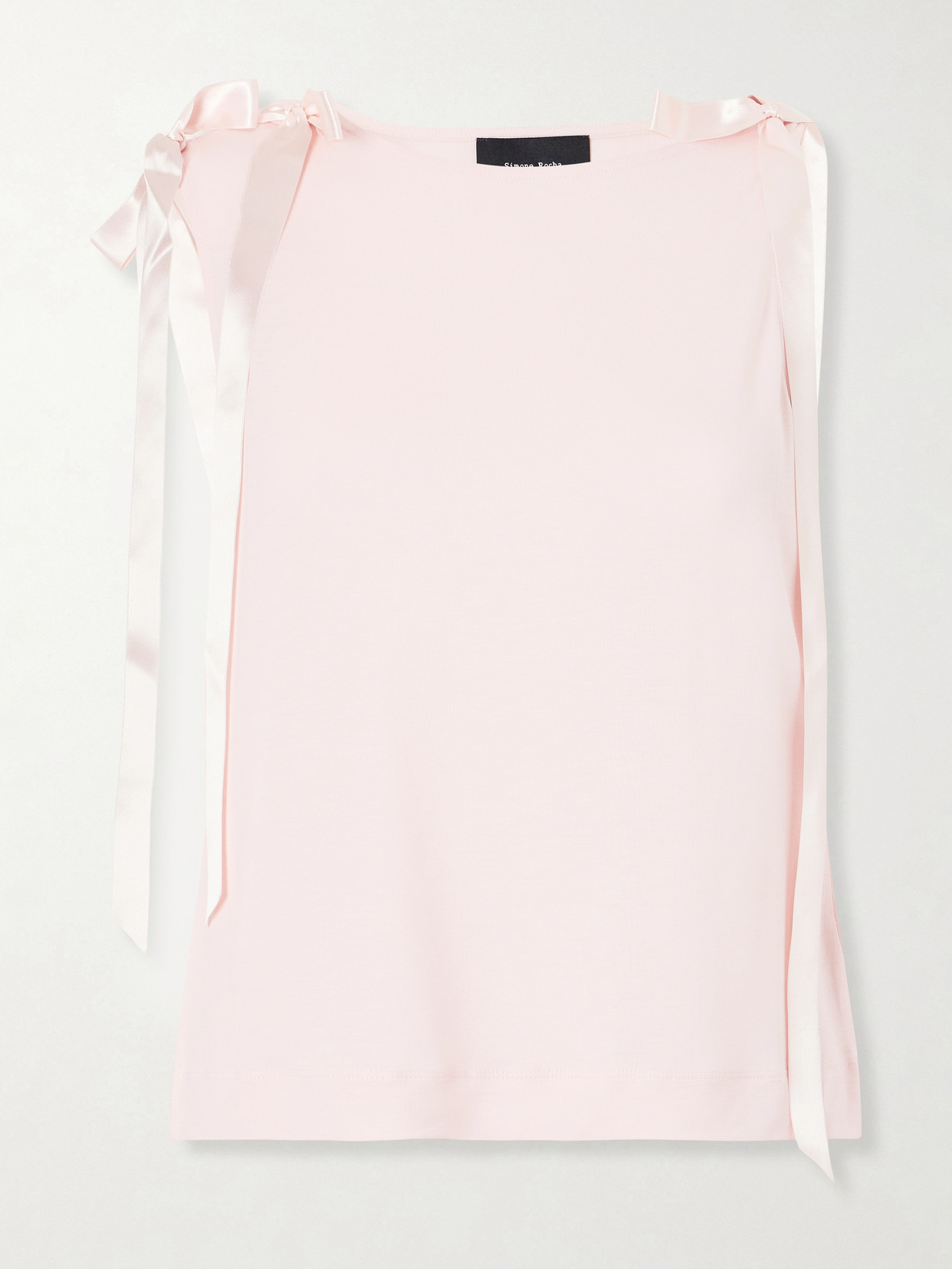 Simone Rocha Bow-trimmed Jersey Tank In Pink