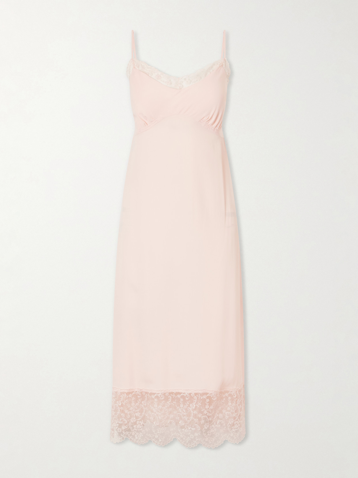 Simone Rocha Lace-trimmed Crepe De Chine Midi Dress In Pink
