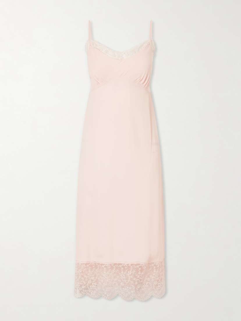 Simone Rocha Lace-trimmed Crepe De Chine Midi Dress