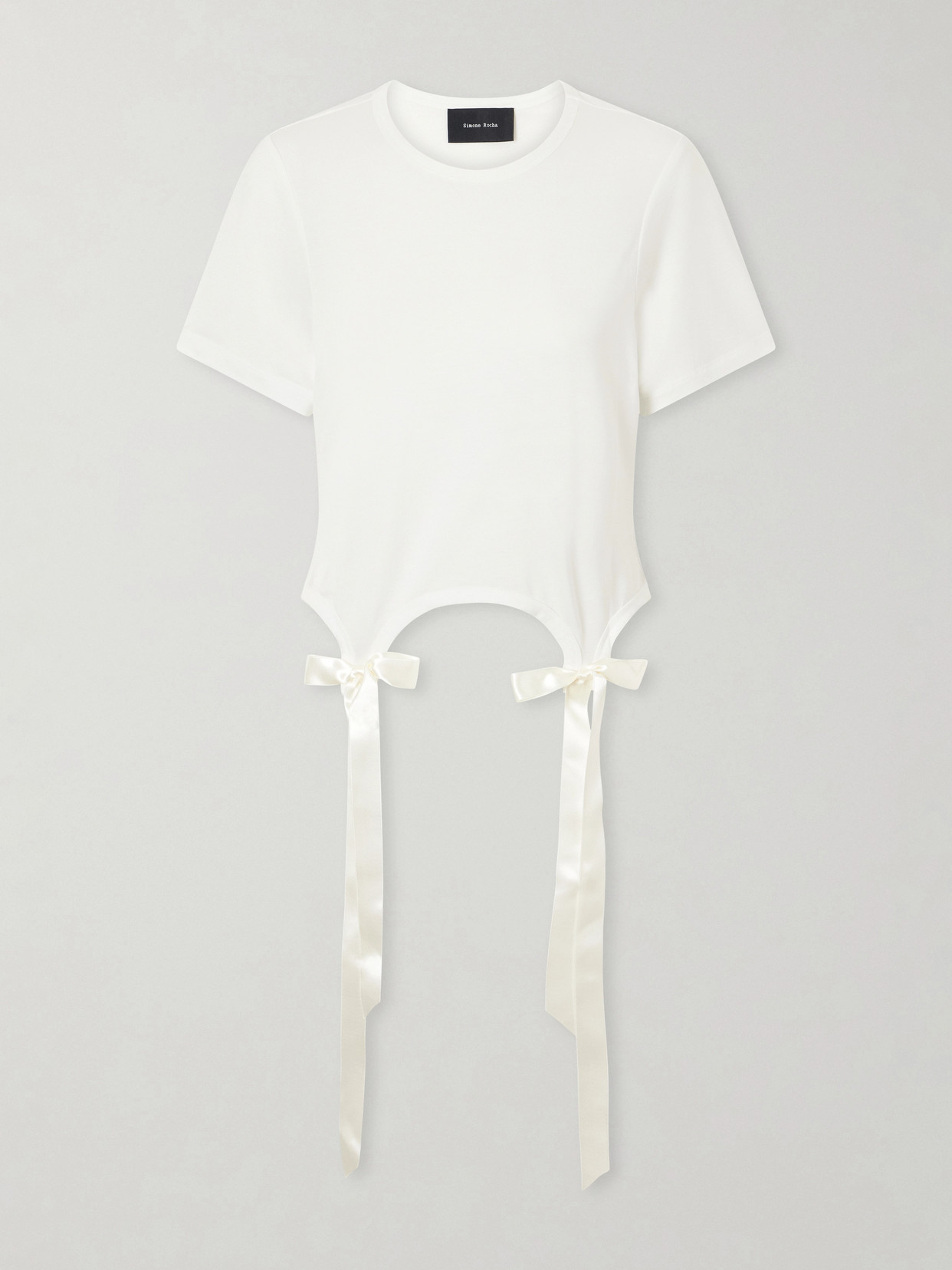 Bow-Detailed Jersey T-Shirt