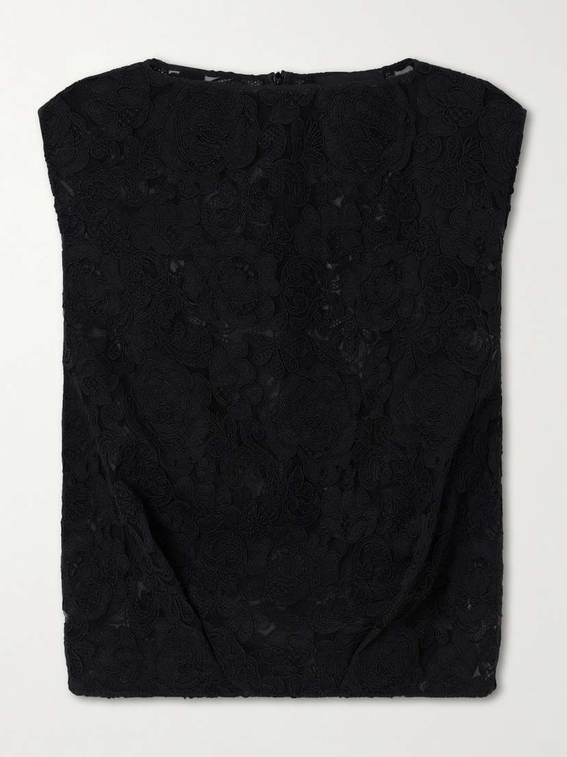 Simone Rocha Cropped Floral-embroidered Lace Blouse