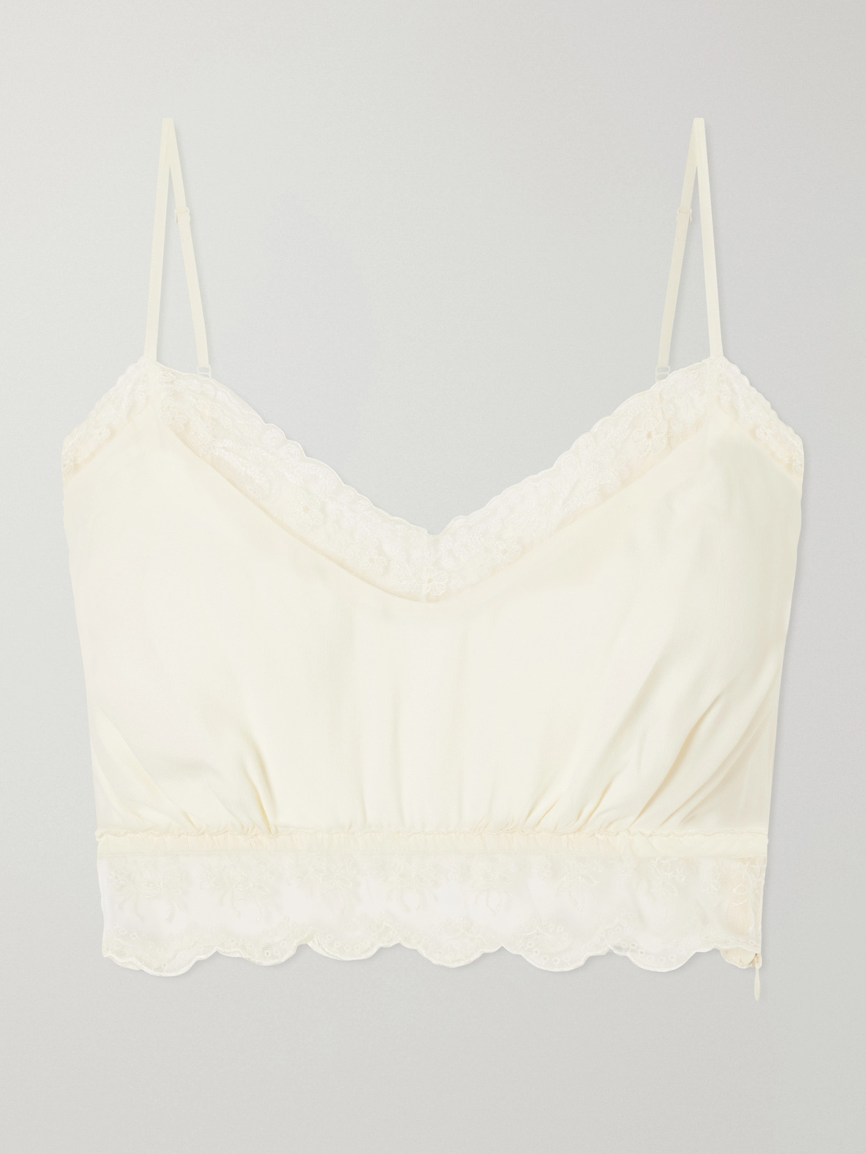 Simone Rocha Lace-trimmed Crepe De Chine Bralette In Neutral
