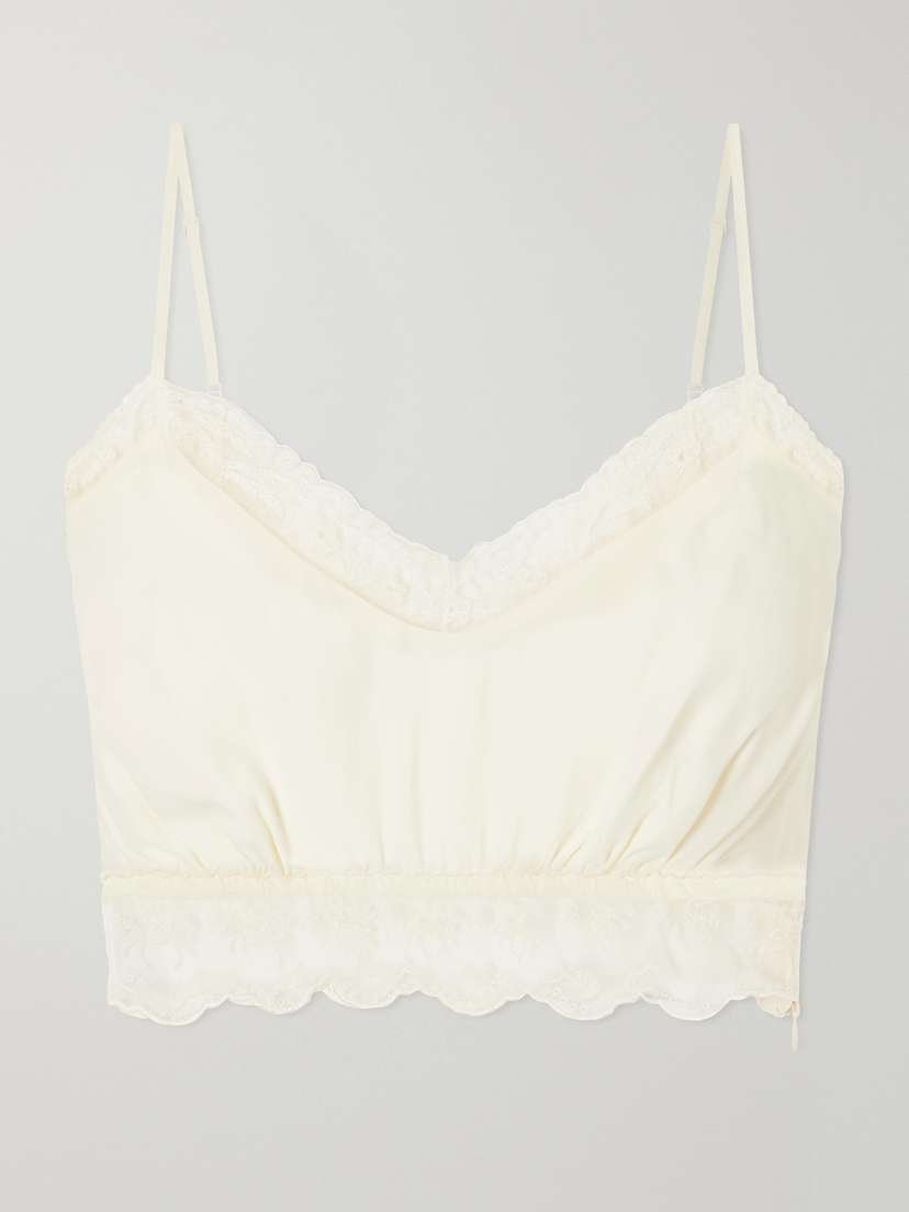 Simone Rocha Lace-trimmed Crepe De Chine Bralette