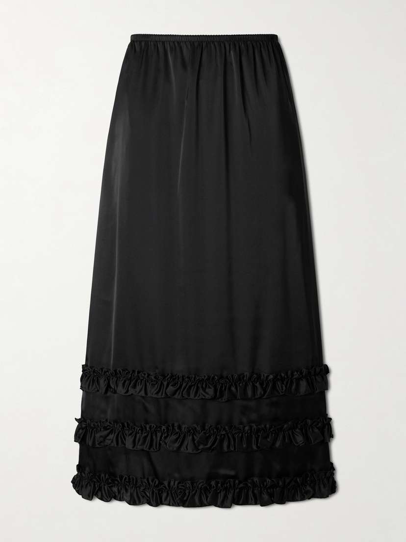 Simone Rocha Ruffled Satin Midi Skirt