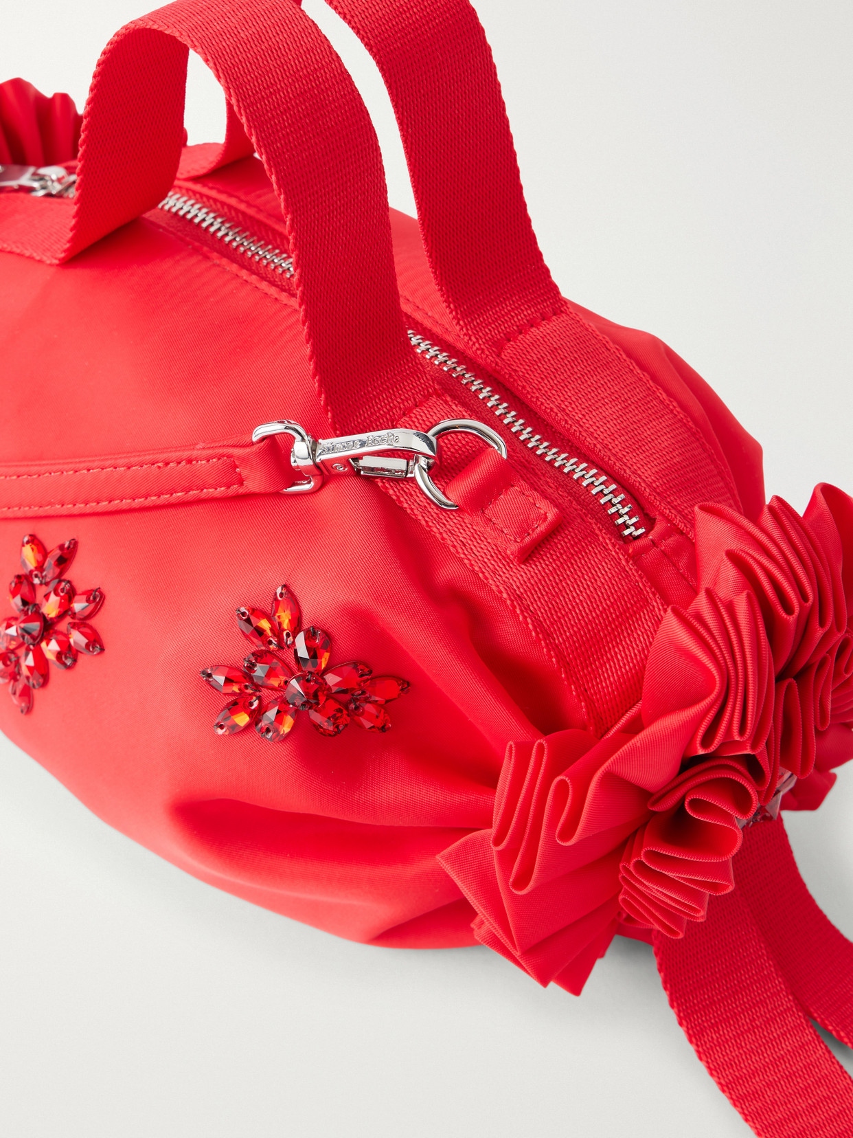 Double Ribbon Rosette Crystal-Embellished Shoulder Bag