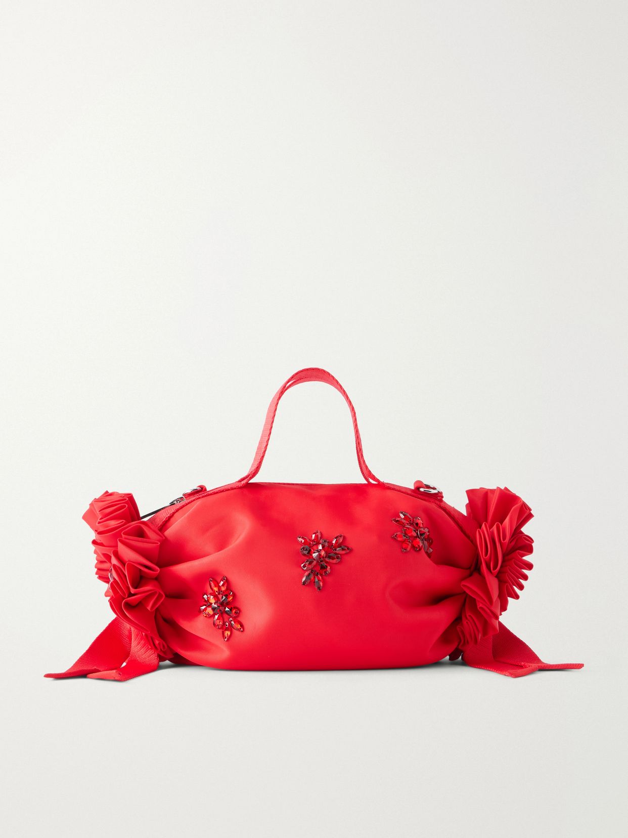 Double Ribbon Rosette crystal-embellished satin shoulder bag
