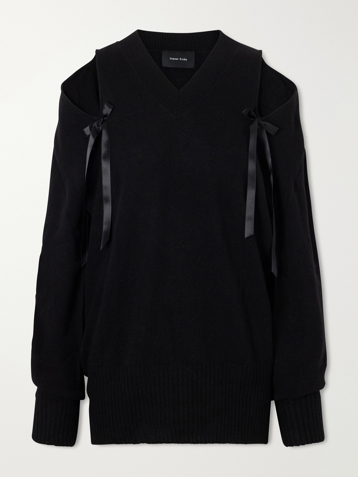 Simone Rocha Bow-detailed Cashmere Sweater In Black
