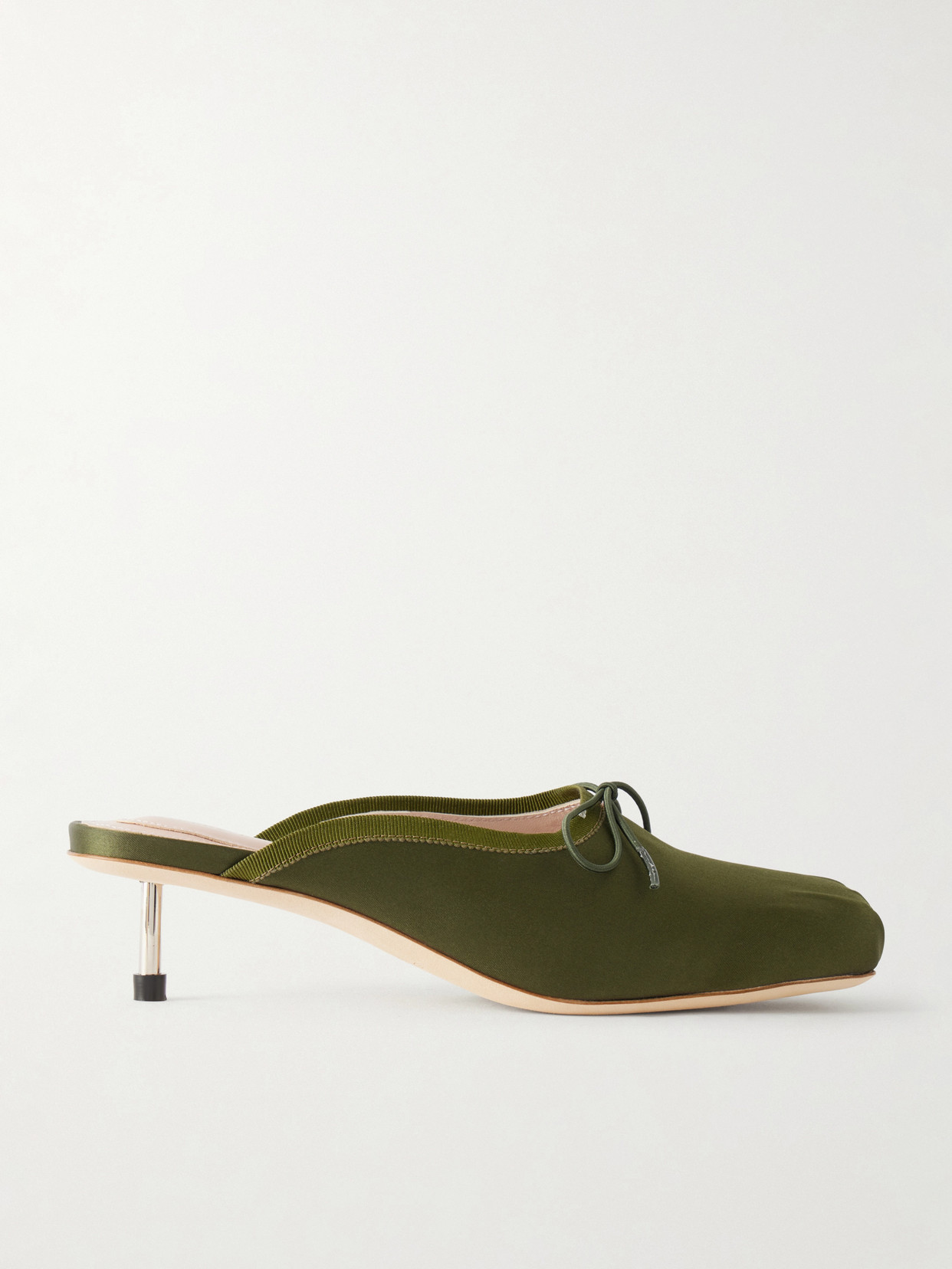 Simone Rocha Pointe Bow-detailed Satin Pumps In Green